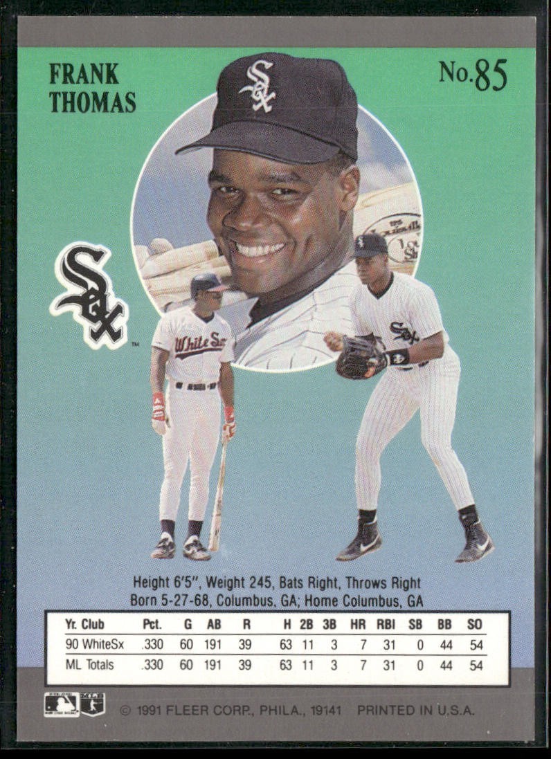Frank Thomas Player Lot Bundle 10 Different Baseball Cards FT001 White Sox back
