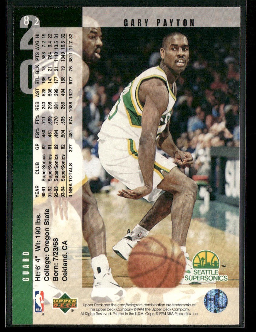 Gary Payton Player Lot Bundle 10 Basketball Cards GP002 Supersonics back