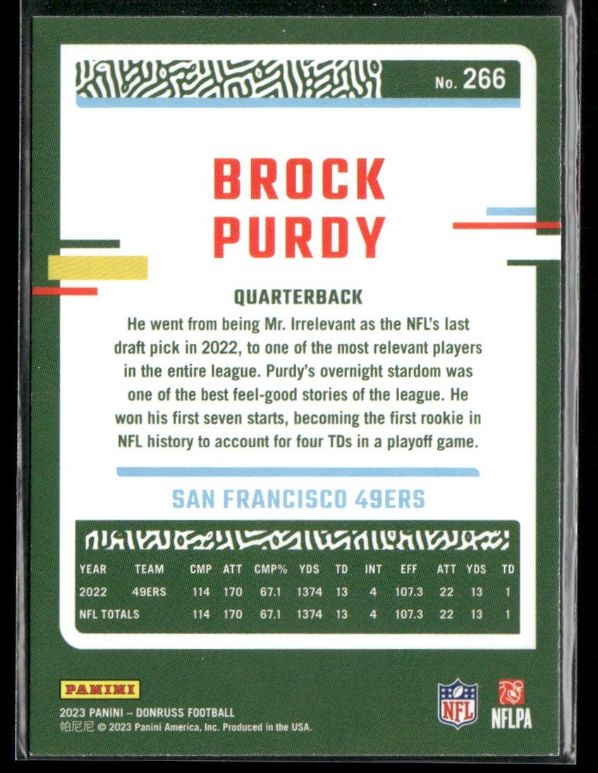 Brock Purdy Player Lot Bundle 10 Different Football Cards BP001 49ers back