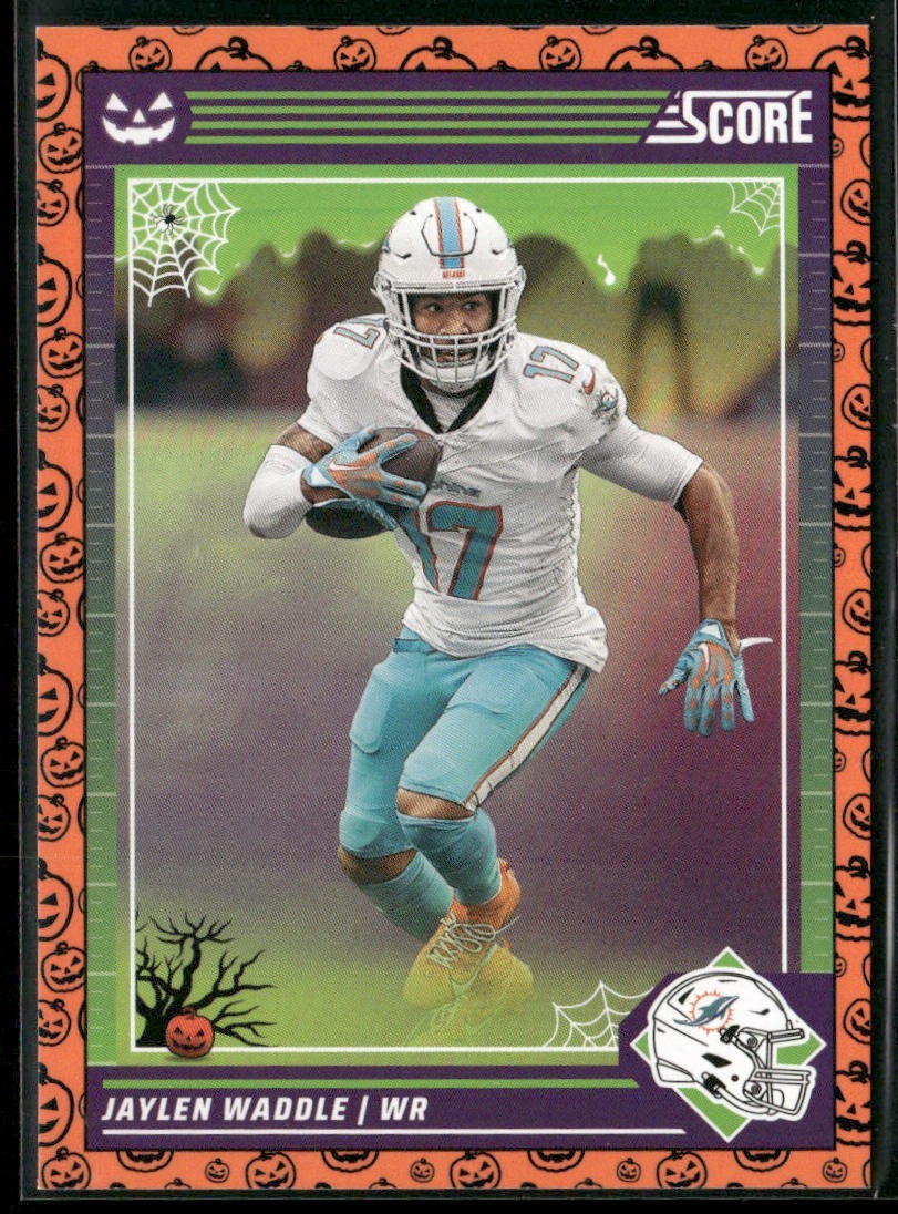 Jaylen Waddle Player Lot Bundle 10 Different Football Cards JW003 Dolphins 2 RC back