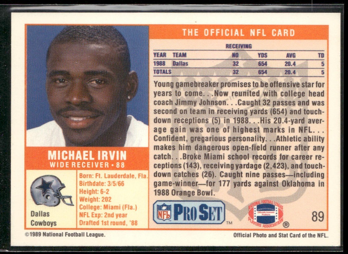 Michael Irvin Player Lot Bundle 10 Different Football Cards MI005 Cowboys back