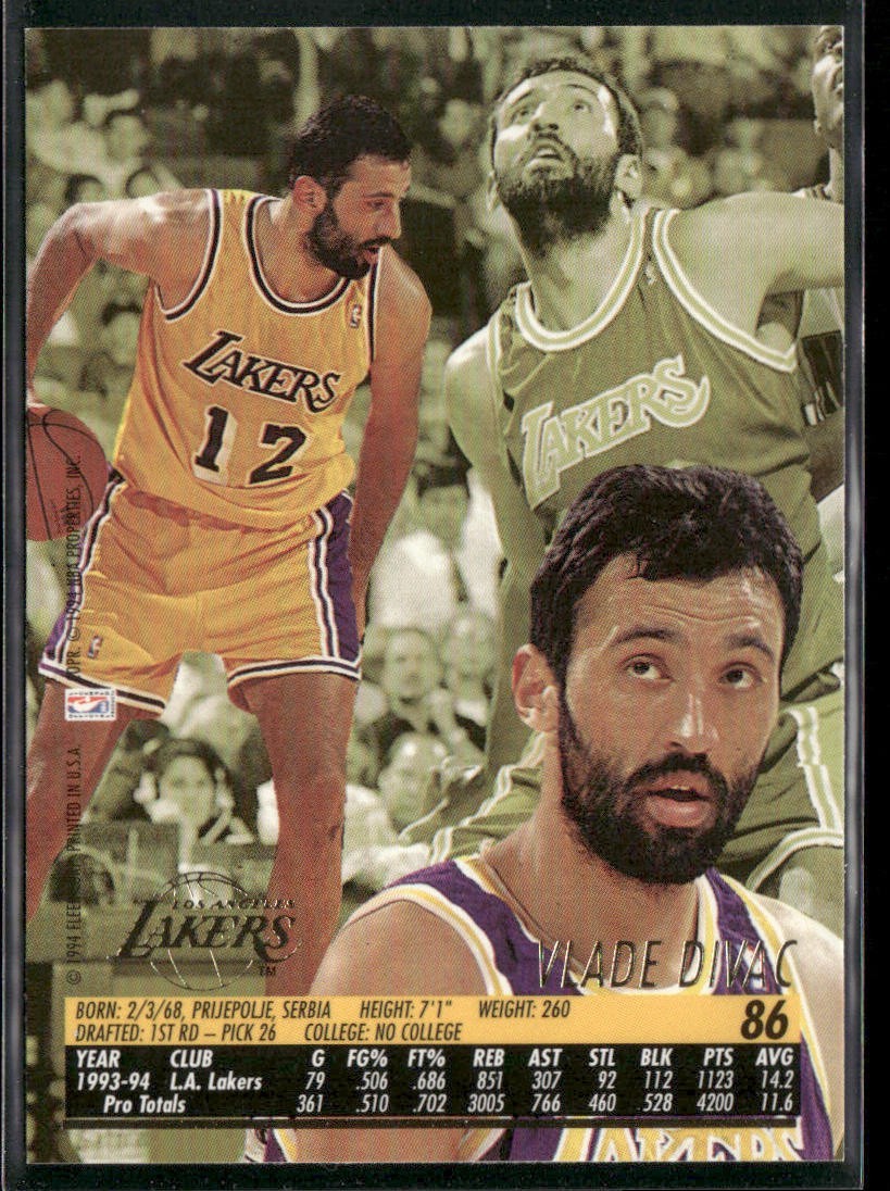 Vlade Divac Player Lot Bundle 10 Basketball Cards VD004 Lakers Hornets back