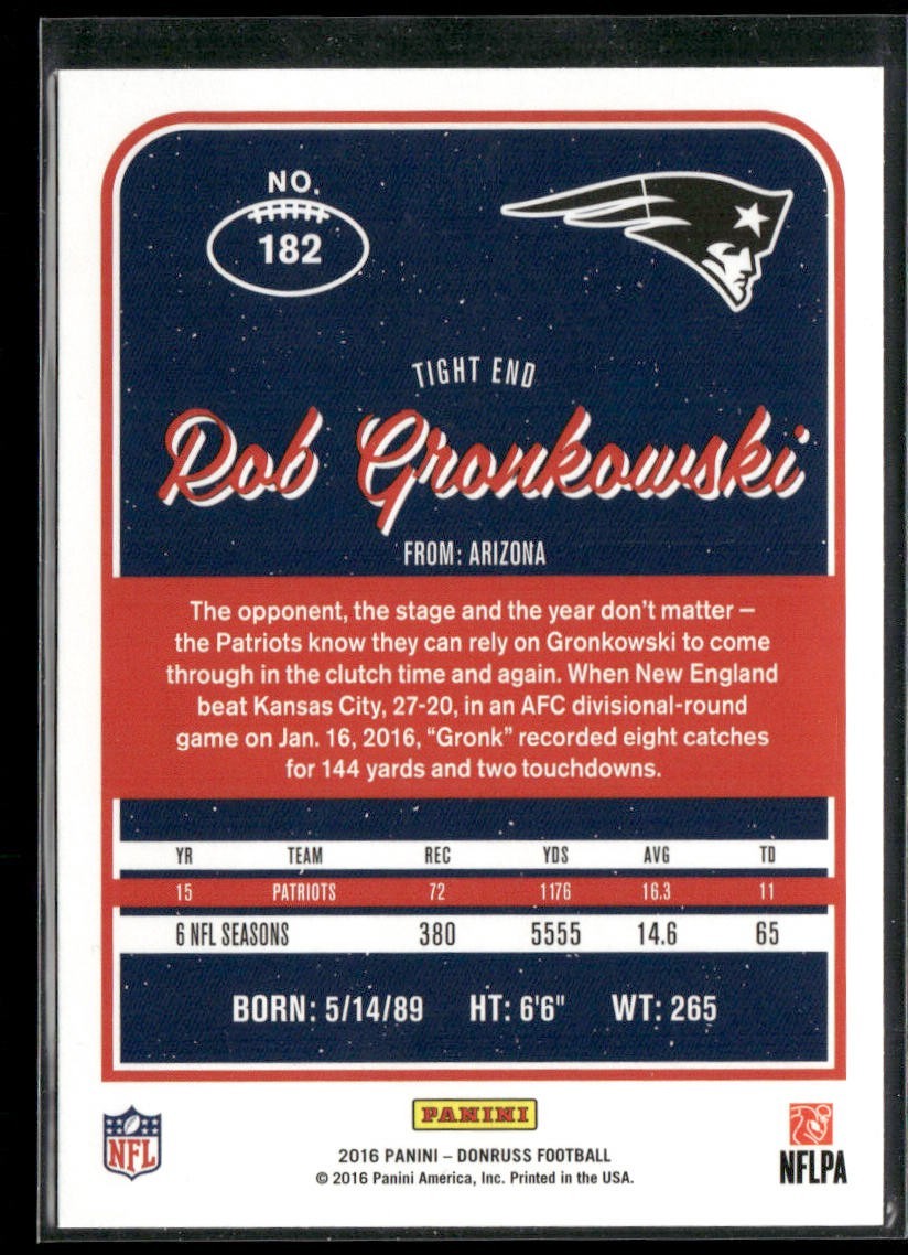 Rob Gronkowski Player Lot Bundle 10 Different Football Cards RG001 Patriots back