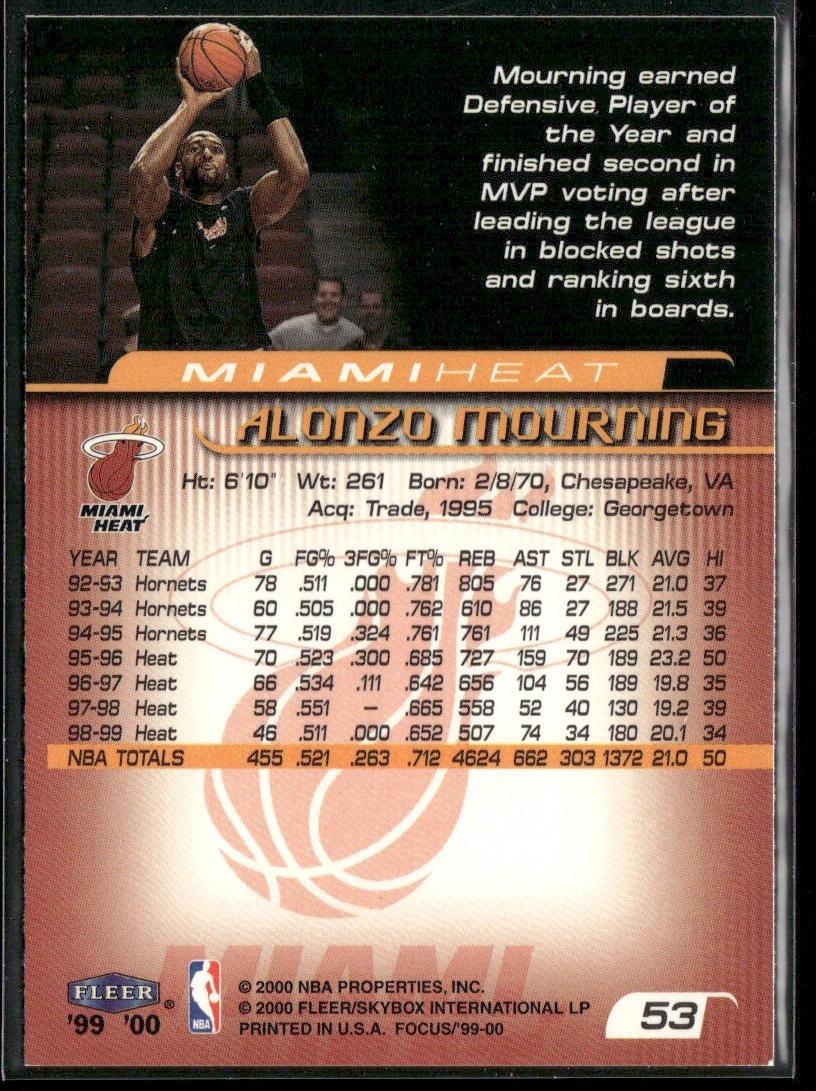 Alonzo Mourning Player Lot Bundle 10 Different Basketball Cards AM004 Heat back