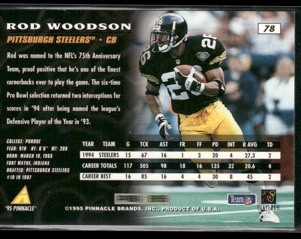 Rod Woodson Player Lot Bundle 10 Different Football Cards RW007 Steelers back
