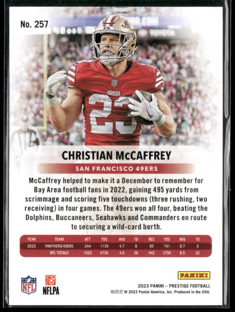 Christian McCaffrey Player Lot Bundle 10 Different Football Cards CM002 back