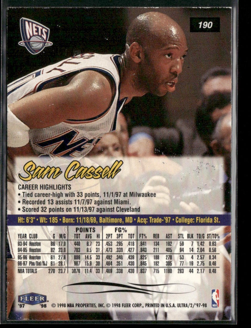 Sam Cassell Player Lot Bundle 10 Basketball Cards SC001 Rockets Nets 1 RC back