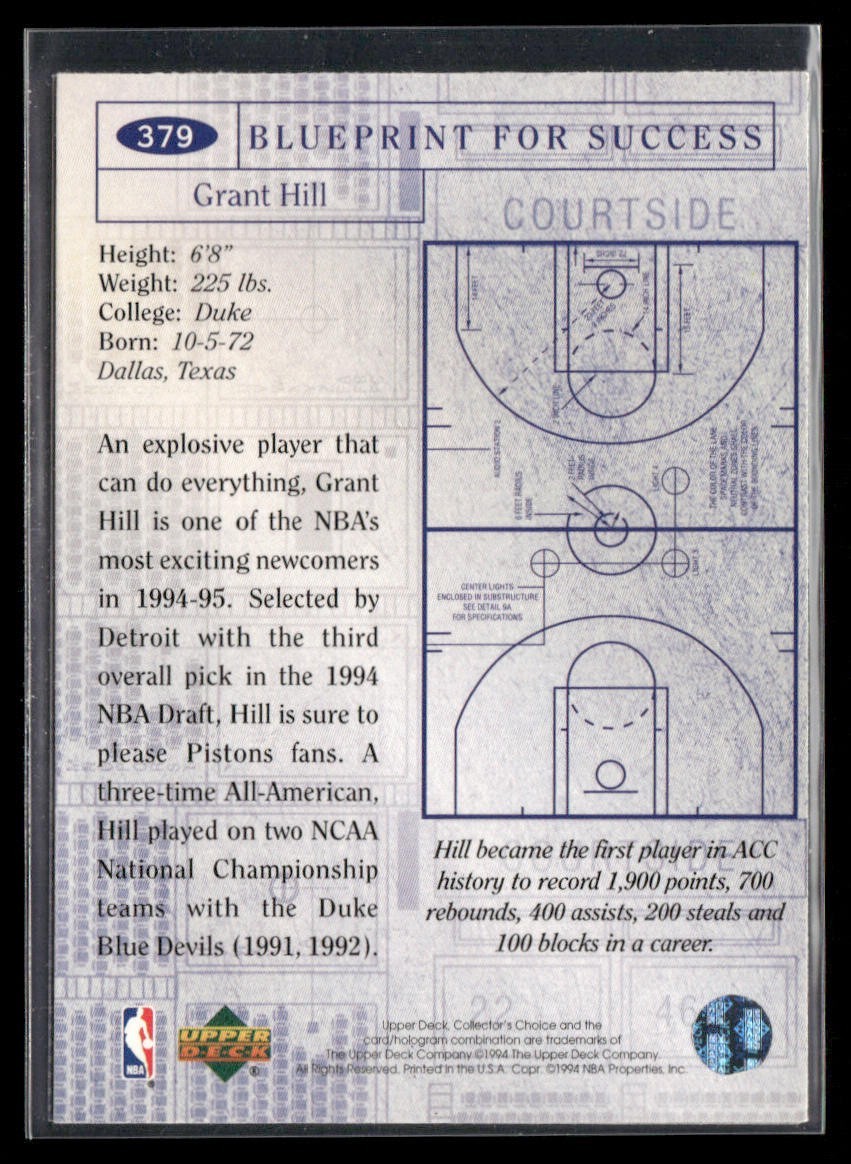 Grant Hill Player Lot Bundle 10 Basketball Cards GH002 Pistons 1 RC back