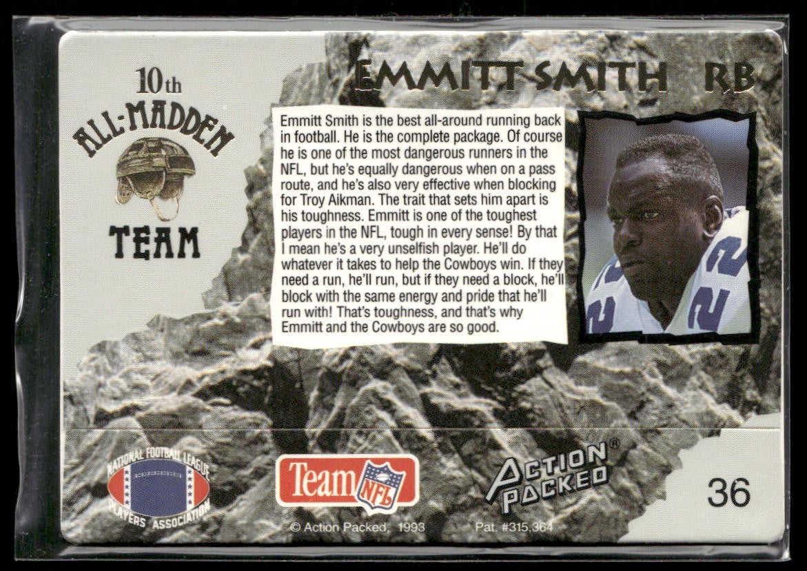 Emmitt Smith Player Lot Bundle 10 Different Football Cards ES004 Cowboys back