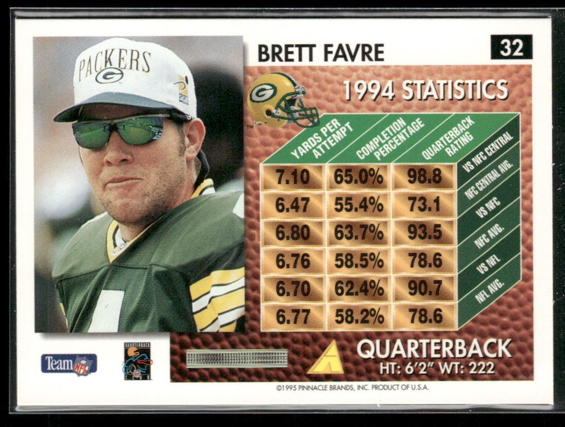 Brett Favre Player Lot Bundle 10 Different Football Cards BF003 Packers back