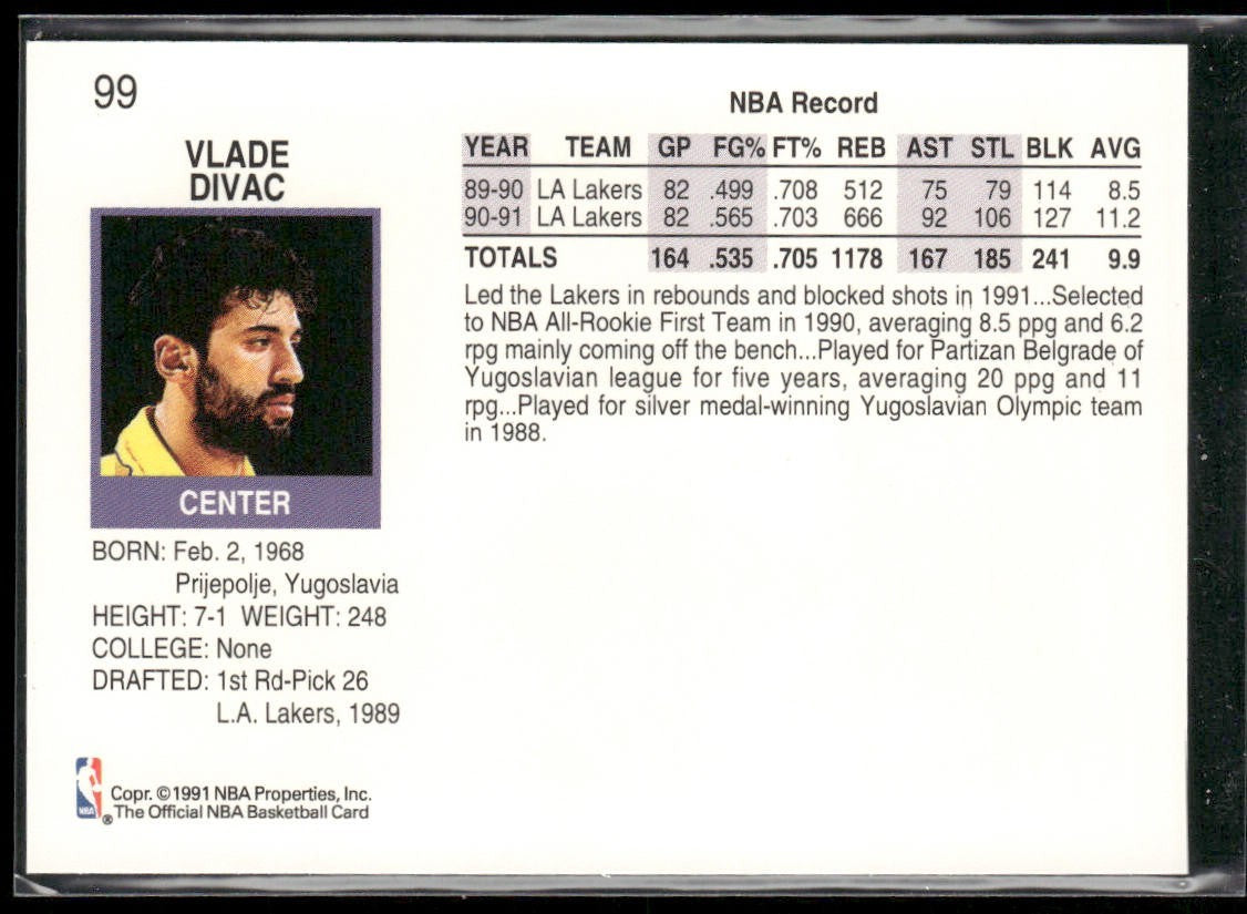 Vlade Divac Player Lot Bundle 10 Basketball Cards VD001 Lakers Hornets back