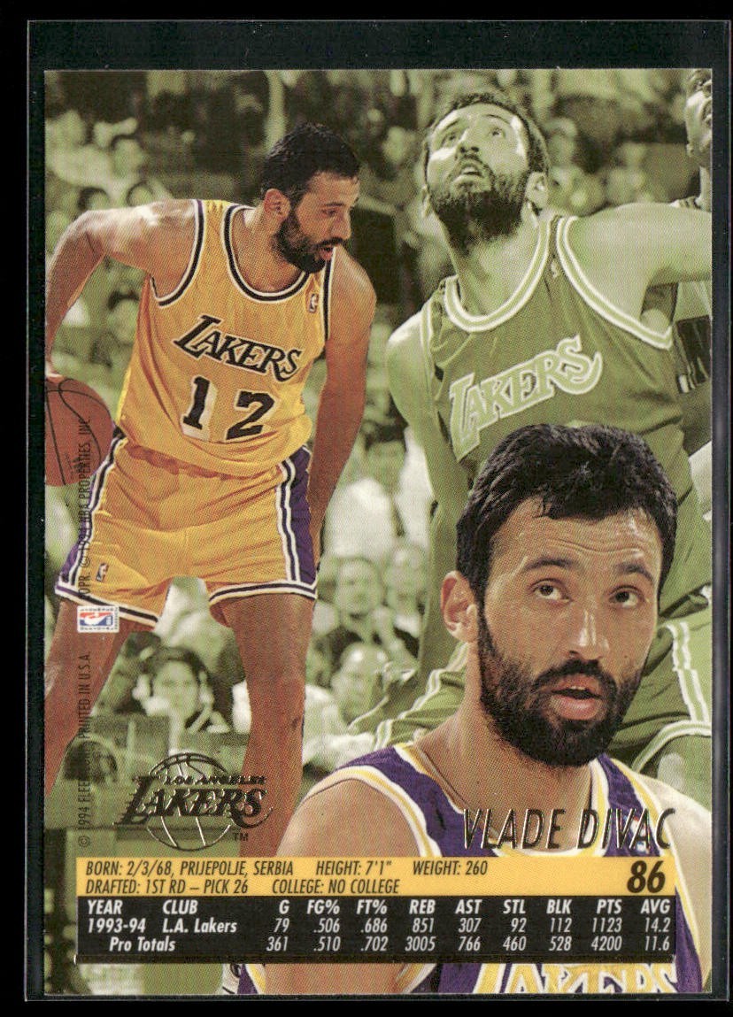Vlade Divac Player Lot Bundle 10 Basketball Cards VD001 Lakers Hornets back