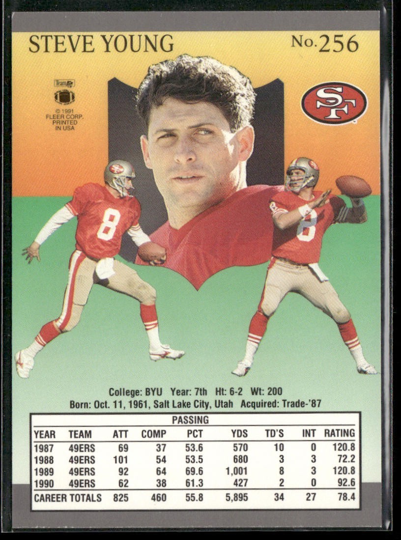 Steve Young Player Lot Bundle 10 Different Football Cards SY005 49ers back