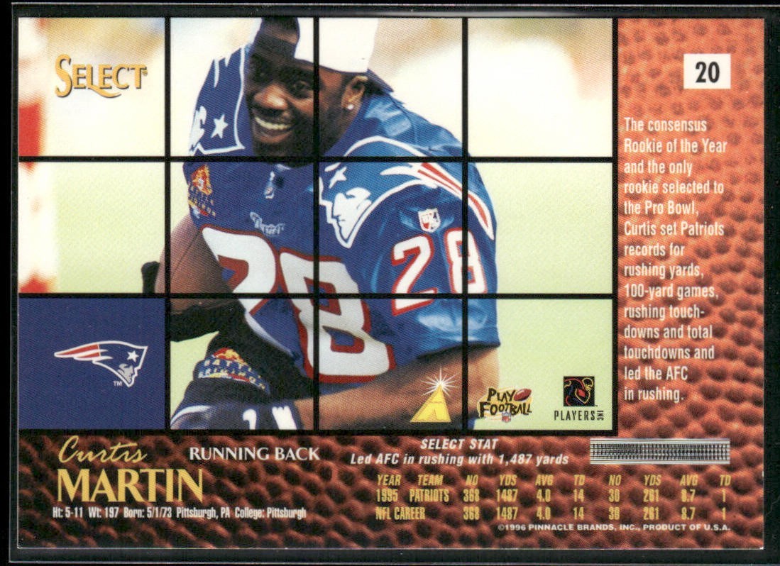 Curtis Martin Player Lot Bundle 10 Different Football Cards CM002 1 RC back