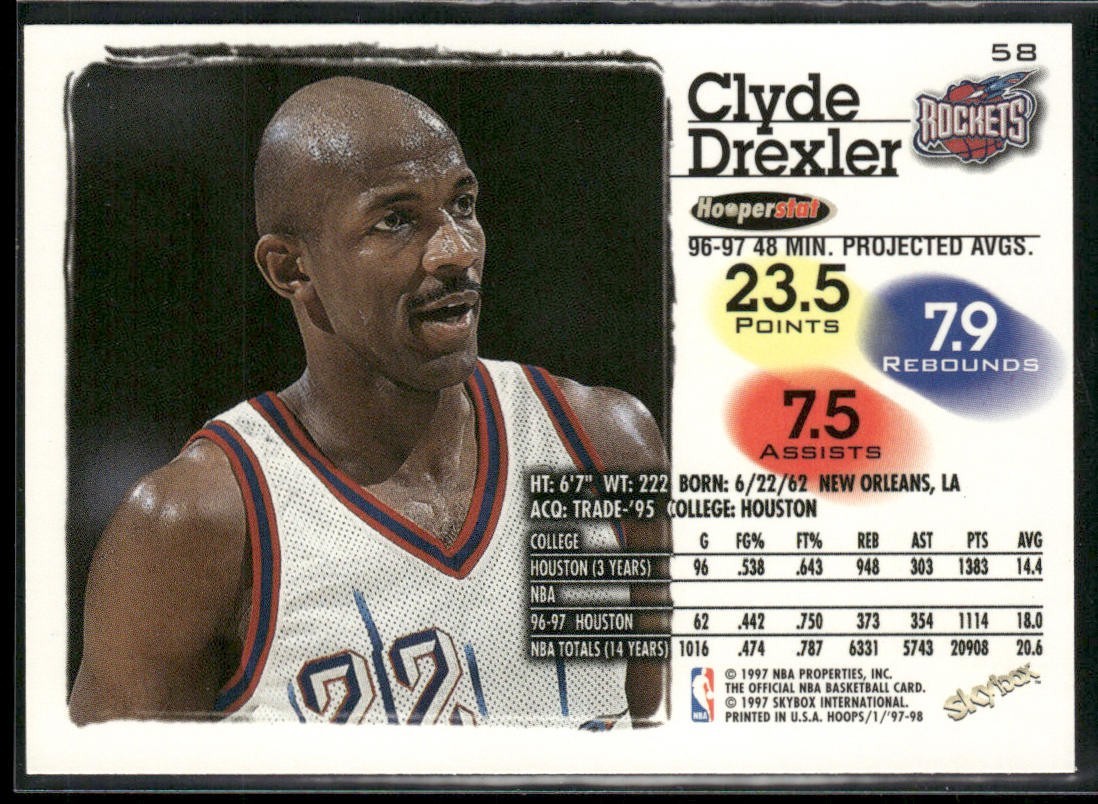 Clyde "The Glide" Drexler Player Lot Bundle 10 Basketball Cards CD002 Portland back