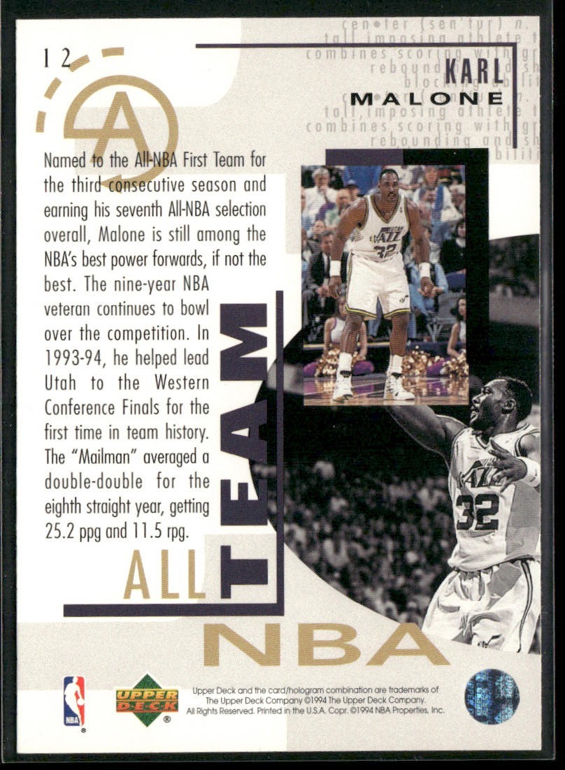 Karl Malone Player Lot Bundle 10 Basketball Cards KM001 Utah Jazz back