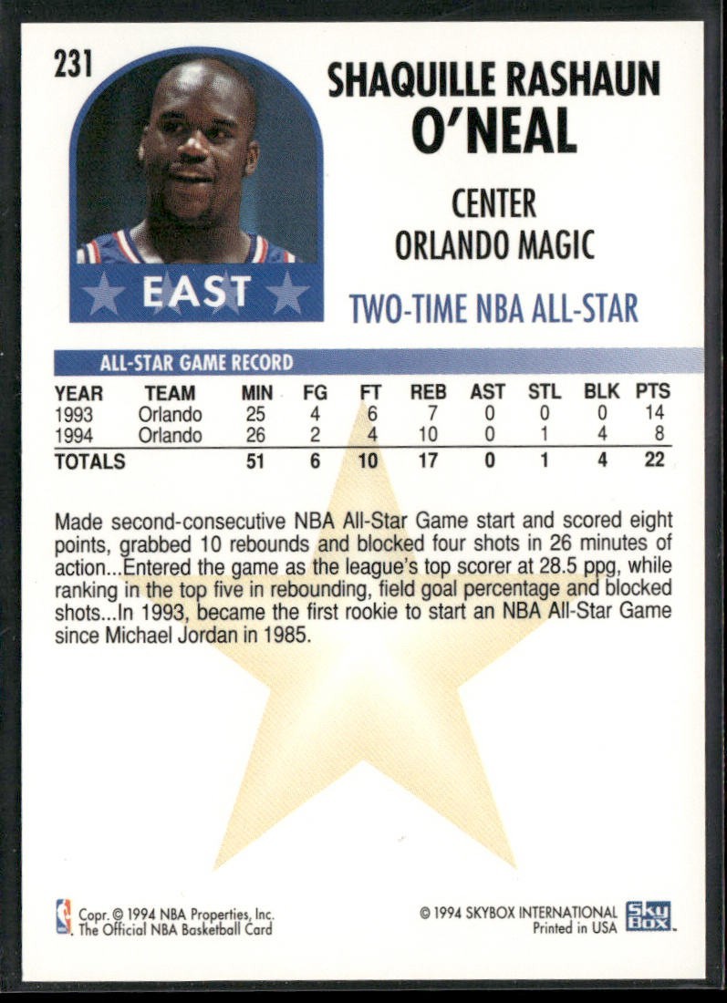Shaquille O'Neal Player Lot Bundle 10 Basketball Cards SON001 Orlando Magic back