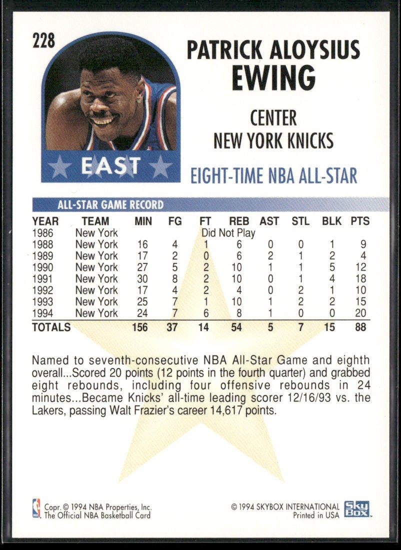 Patrick Ewing Player Lot Bundle 10 Basketball Cards PE004 New York Knicks back
