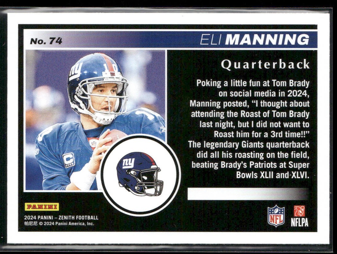 Eli Manning Player Lot Bundle 10 Football Cards EM002 Giants back