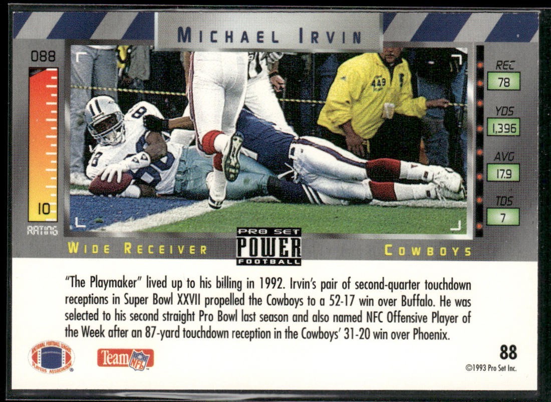Michael Irvin Player Lot Bundle 10 Different Football Cards MI002 Cowboys back