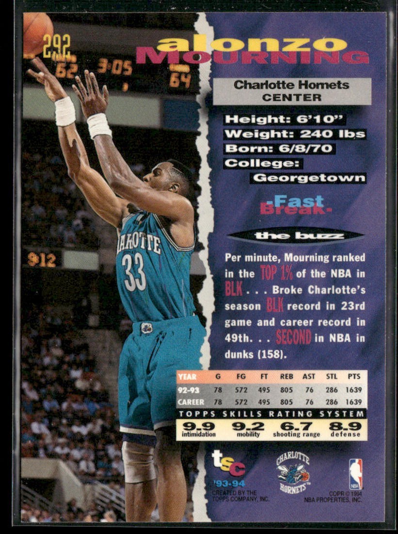 Alonzo Mourning Player Lot Bundle 10 Different Basketball Cards AM002 Heat back
