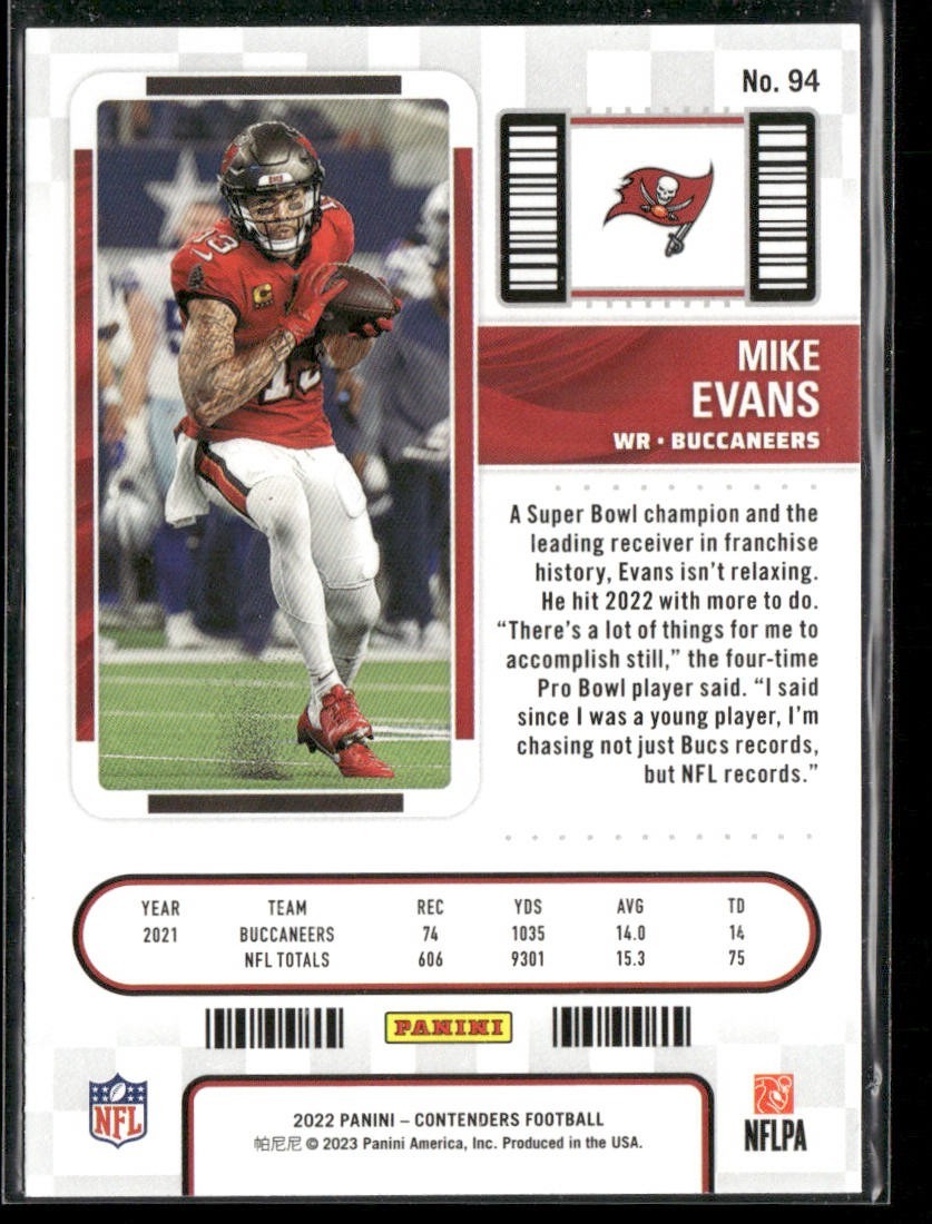Mike Evans Player Lot Bundle 10 Different Football Cards ME002 Buccaneers back
