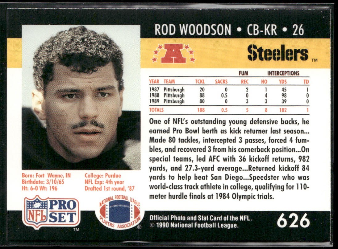Rod Woodson Player Lot Bundle 10 Different Football Cards RW002 Steelers back