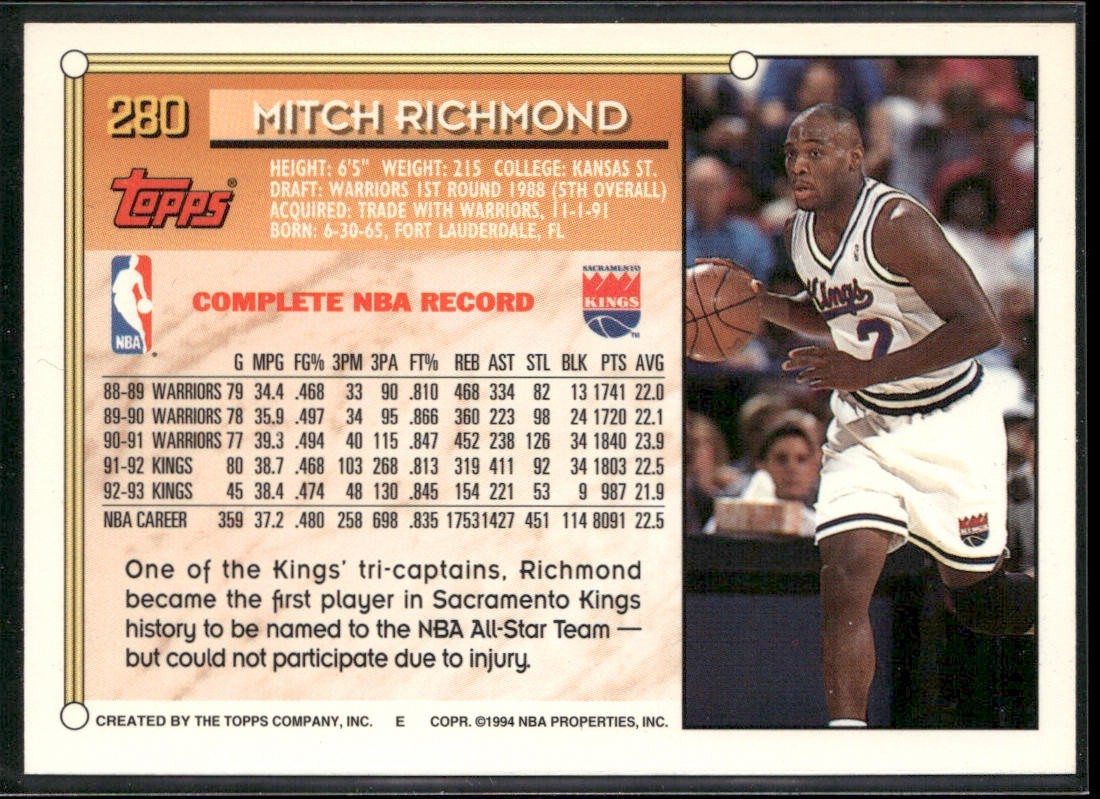 Mitch Richmond Player Lot Bundle 10 Basketball Cards MR001 Kings back