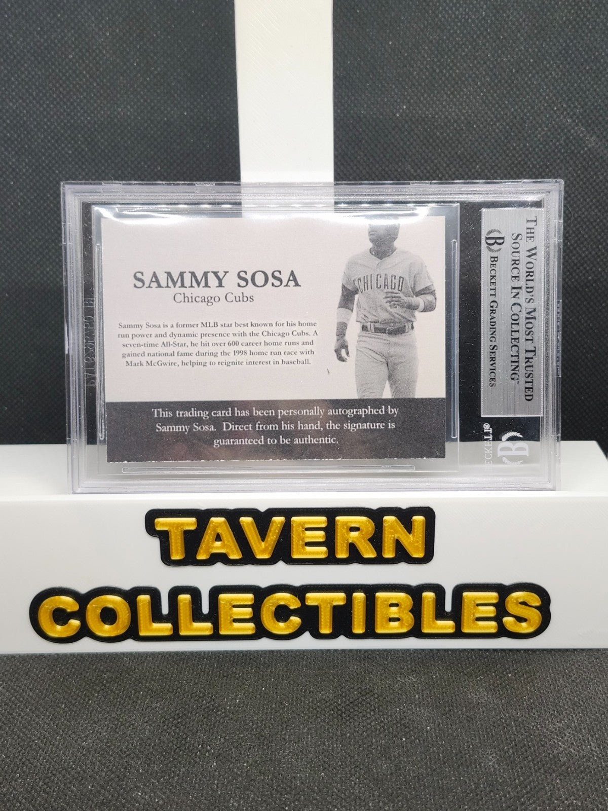 Sammy Sosa Slam Custom Trading Card Auto Beckett Authentic Autograph back