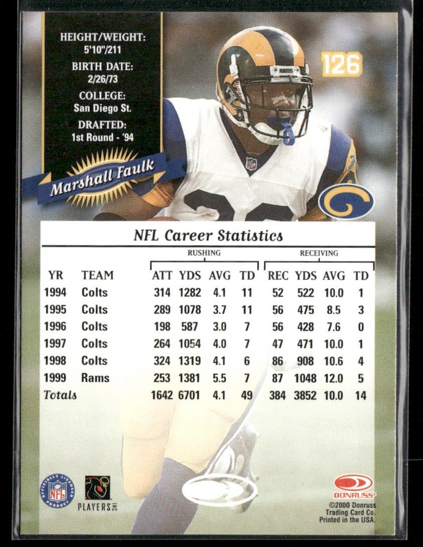 Marshall Faulk Player Lot Bundle 10 Different Football Cards MF004 Colts Rams back