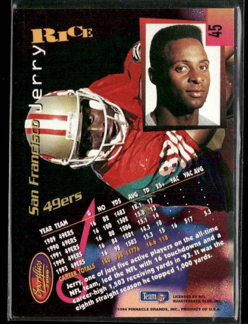 Jerry Rice Player Lot Bundle 10 Different Football Cards JR008 49ers back
