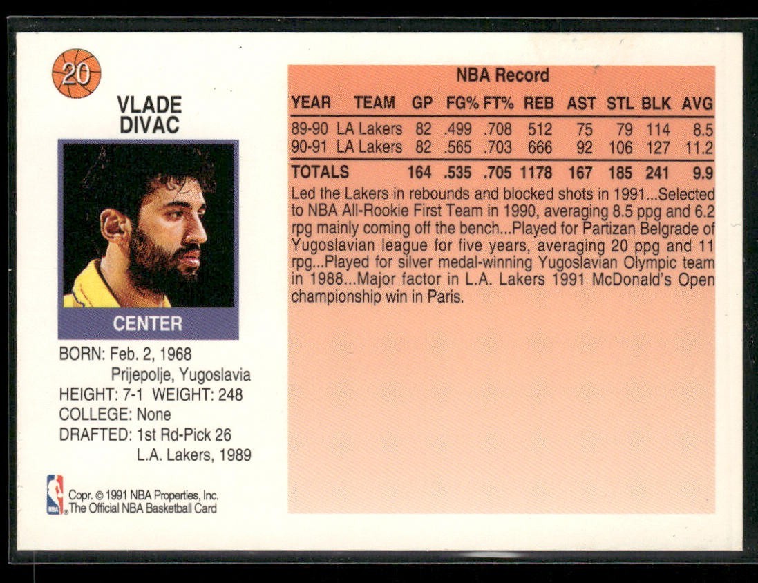Vlade Divac Player Lot Bundle 10 Basketball Cards VD002 Lakers Hornets back