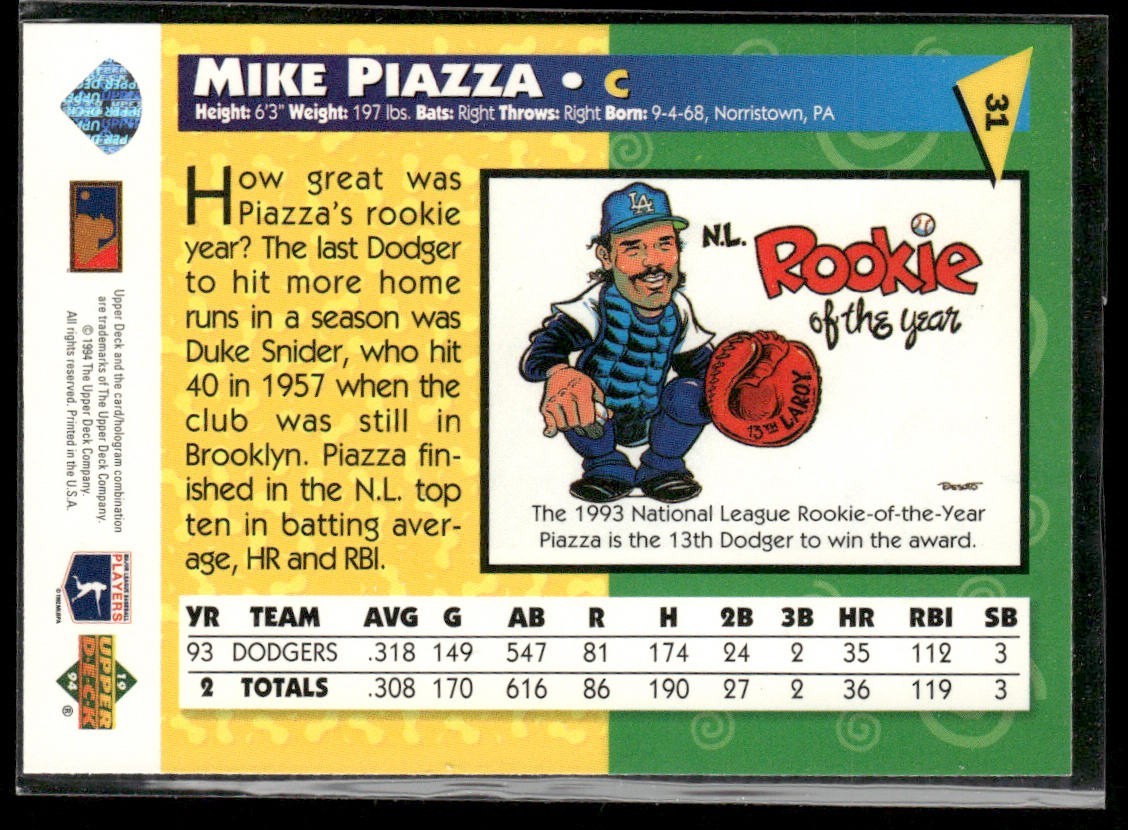 Mike Piazza Player Lot Bundle 10 Different Baseball Cards MP002 Dodgers Mets back