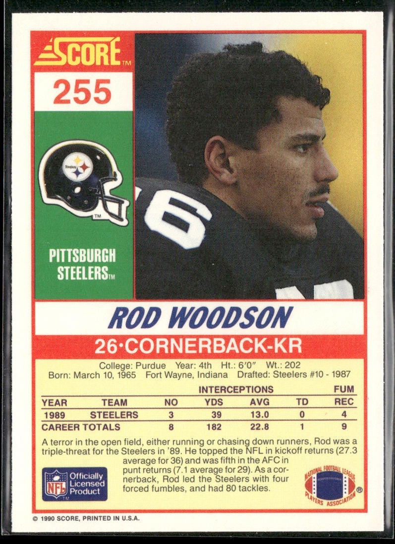 Rod Woodson Player Lot Bundle 10 Different Football Cards RW006 Steelers back