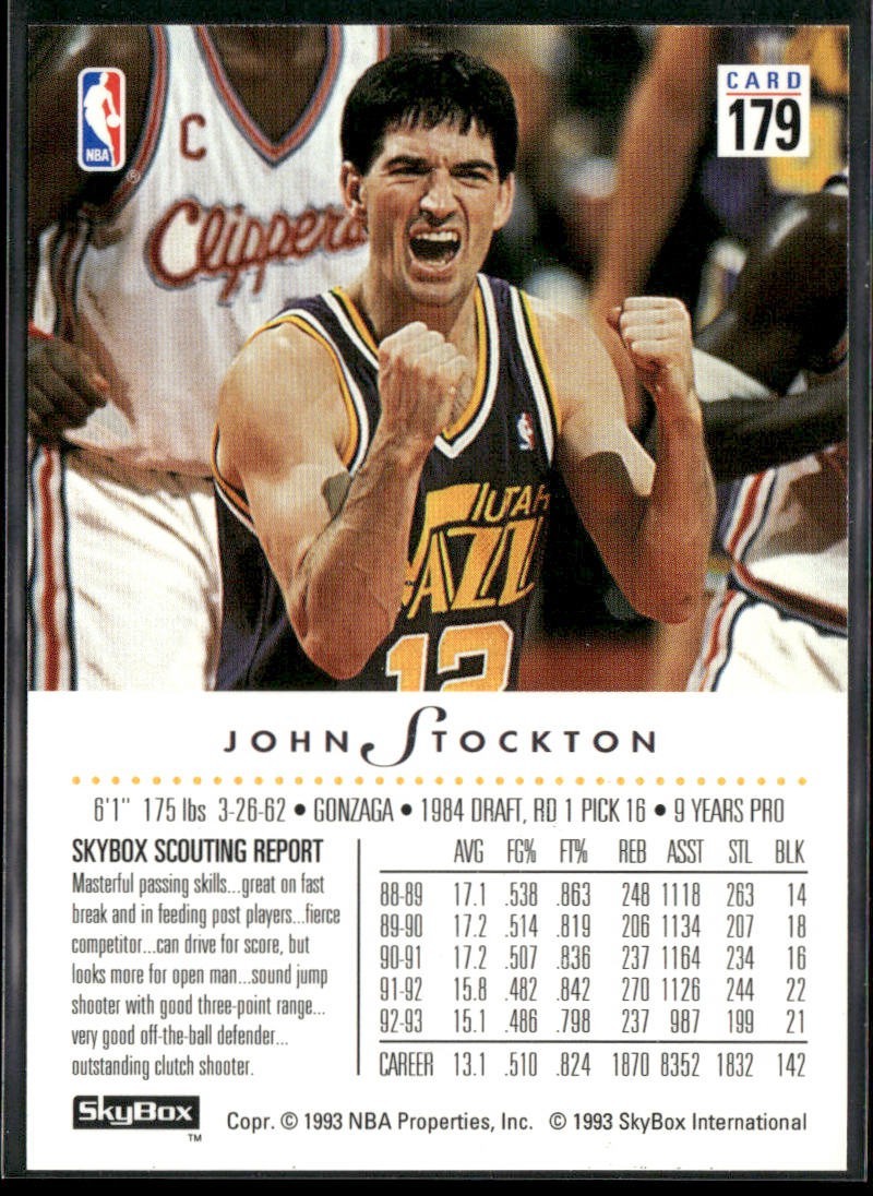 John Stockton Player Lot Bundle 10 Basketball Cards JS002 Utah Jazz back