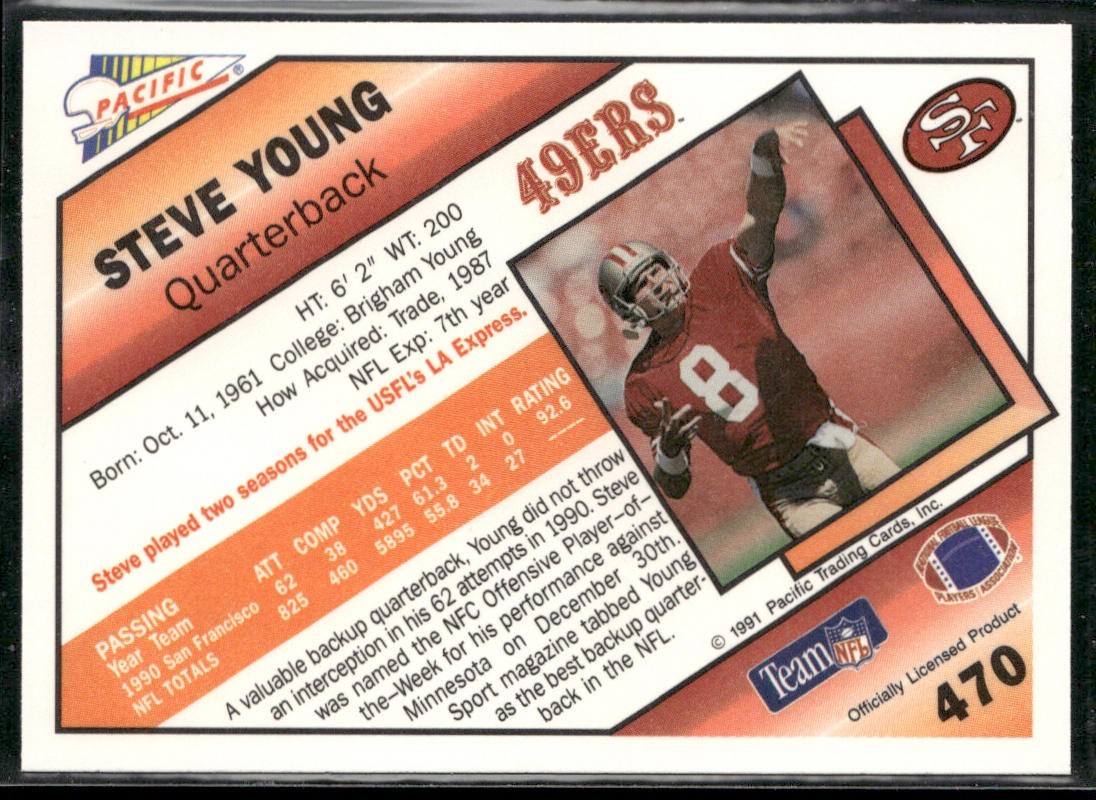 Steve Young Player Lot Bundle 10 Different Football Cards SY005 49ers back