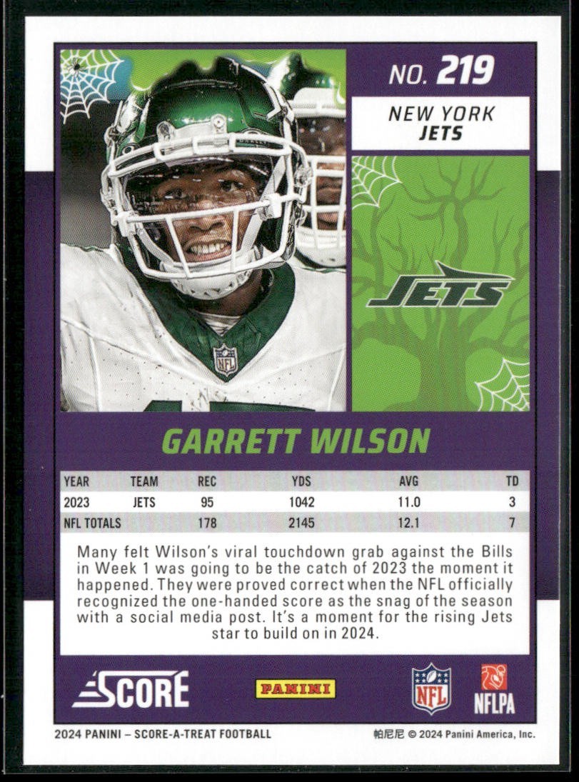 Garrett Wilson Player Lot Bundle 10 Different Football Cards GW001 Jets 1 RC back
