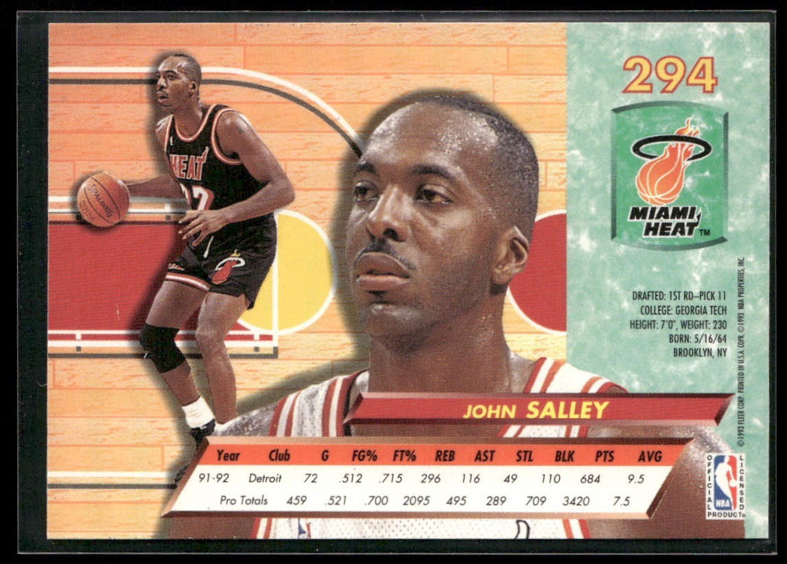 John Salley Player Lot Bundle 10 Basketball Cards JS003 Heat Pistons back