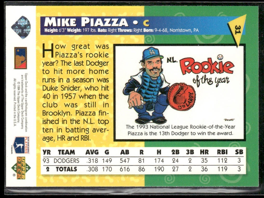 Mike Piazza Player Lot Bundle 10 Different Baseball Cards MP001 Dodgers Mets back