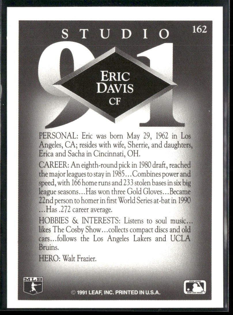 Eric Davis Player Lot Bundle 10 Different Baseball Cards ED001 Reds back