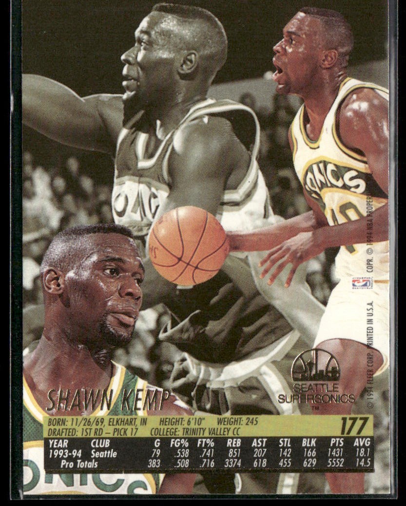 Shawn Kemp Player Lot Bundle 10 Basketball Cards SK005 Supersonics Cavs back