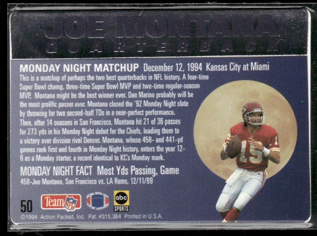 Joe Montana Player Lot Bundle 10 Different Football Cards JM004 49ers Chiefs back