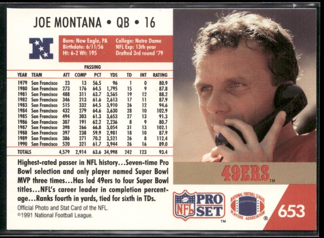 Joe Montana Player Lot Bundle 10 Different Football Cards JM001 49ers Chiefs back