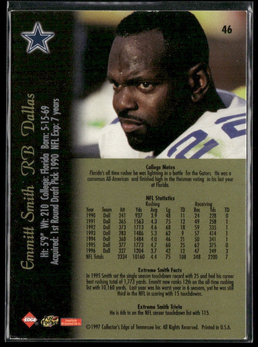 Emmitt Smith Player Lot Bundle 10 Different Football Cards ES005 Cowboys back