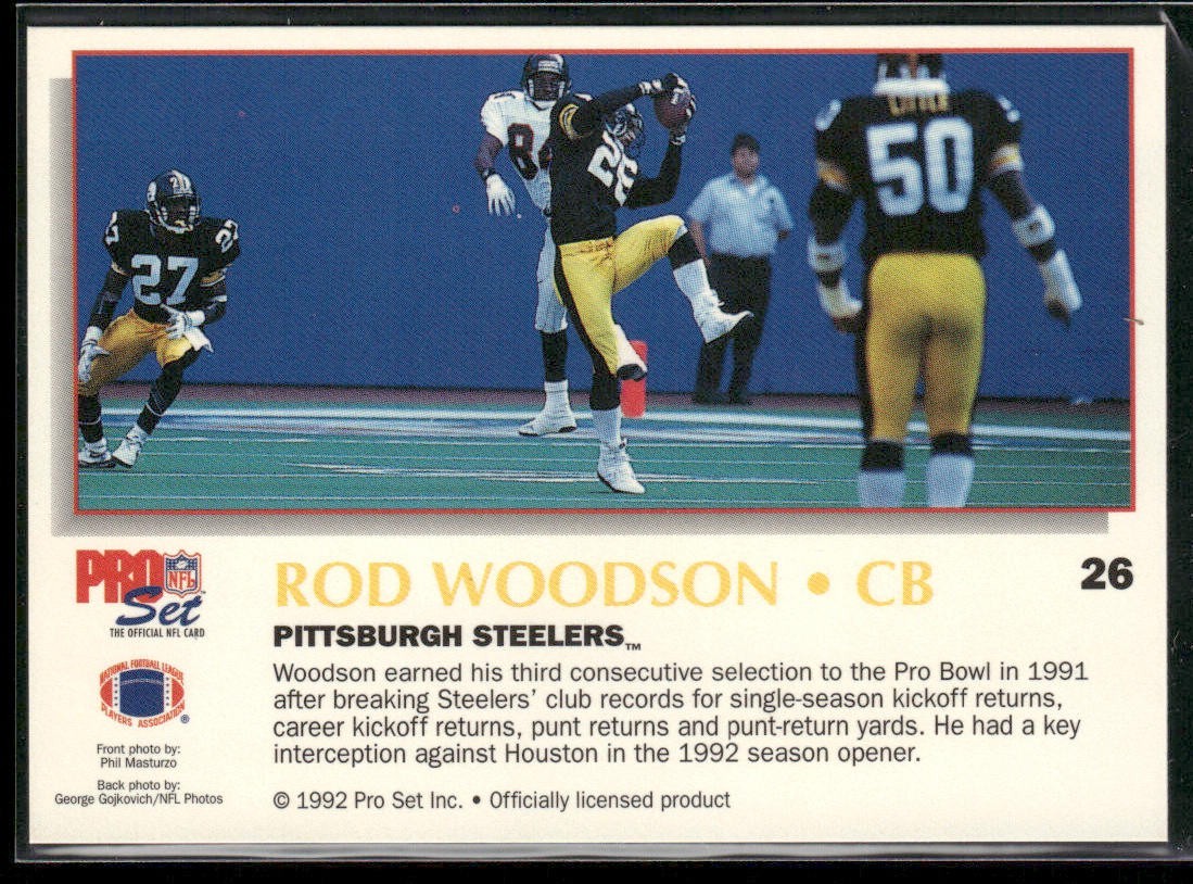 Rod Woodson Player Lot Bundle 10 Different Football Cards RW007 Steelers back