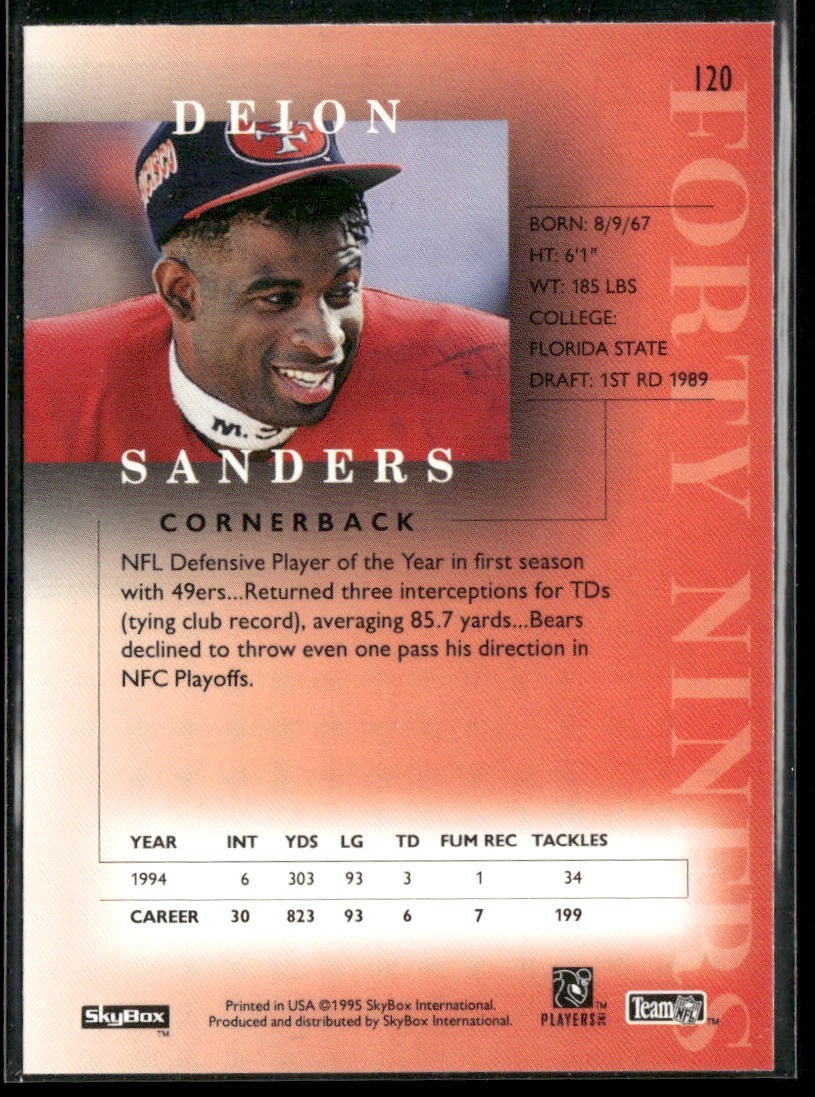Deion Sanders Player Lot Bundle 10 Different Football Cards DS002 Falcons 49ers back