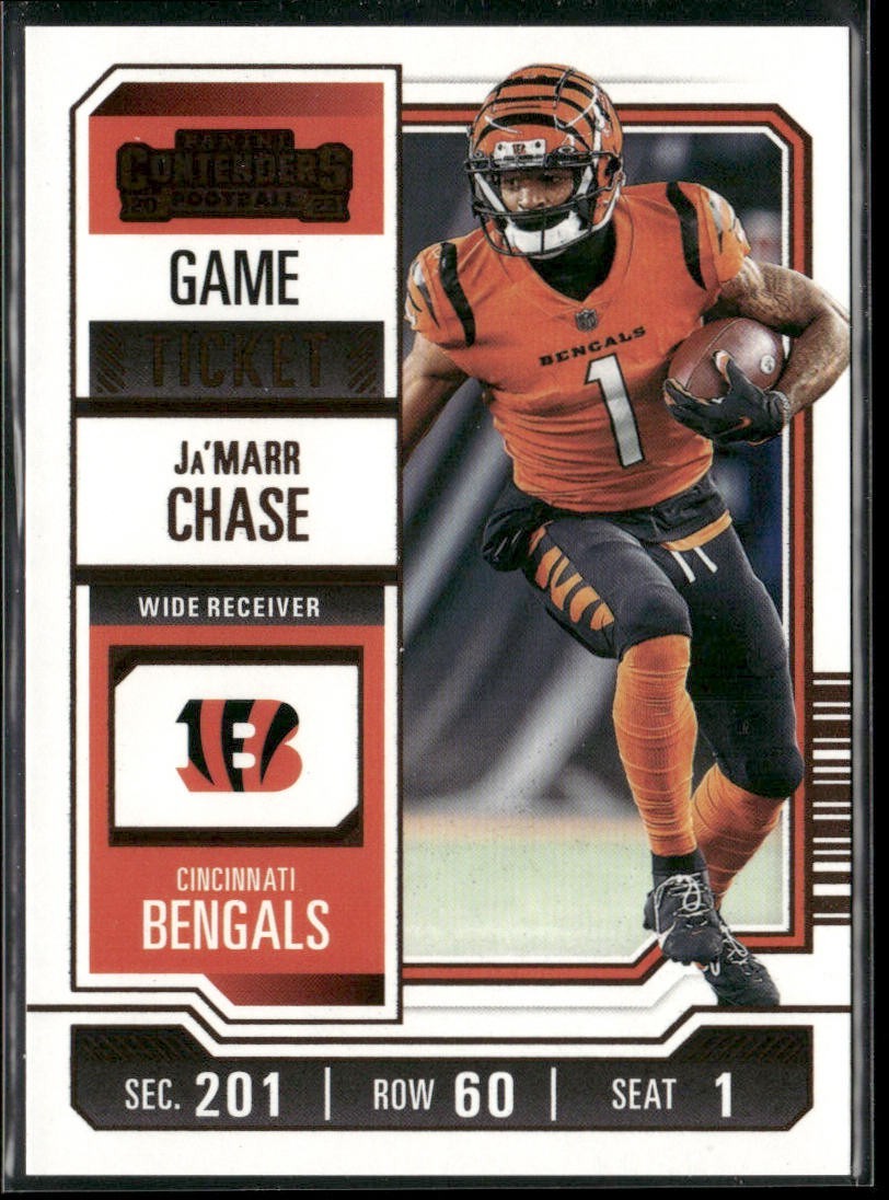 Ja'Marr Chase Player Lot Bundle 10 Different Football Cards JC001 Bengals 2 RC back