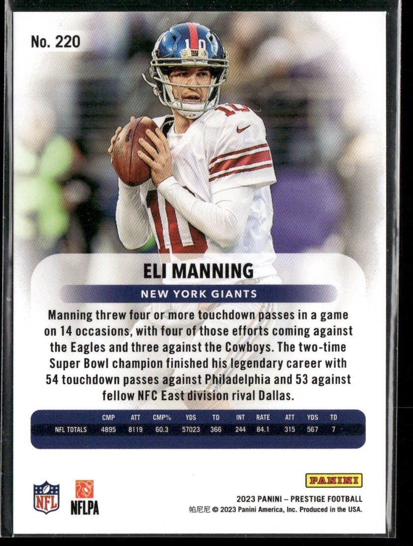 Eli Manning Player Lot Bundle 10 Football Cards EM002 Giants back