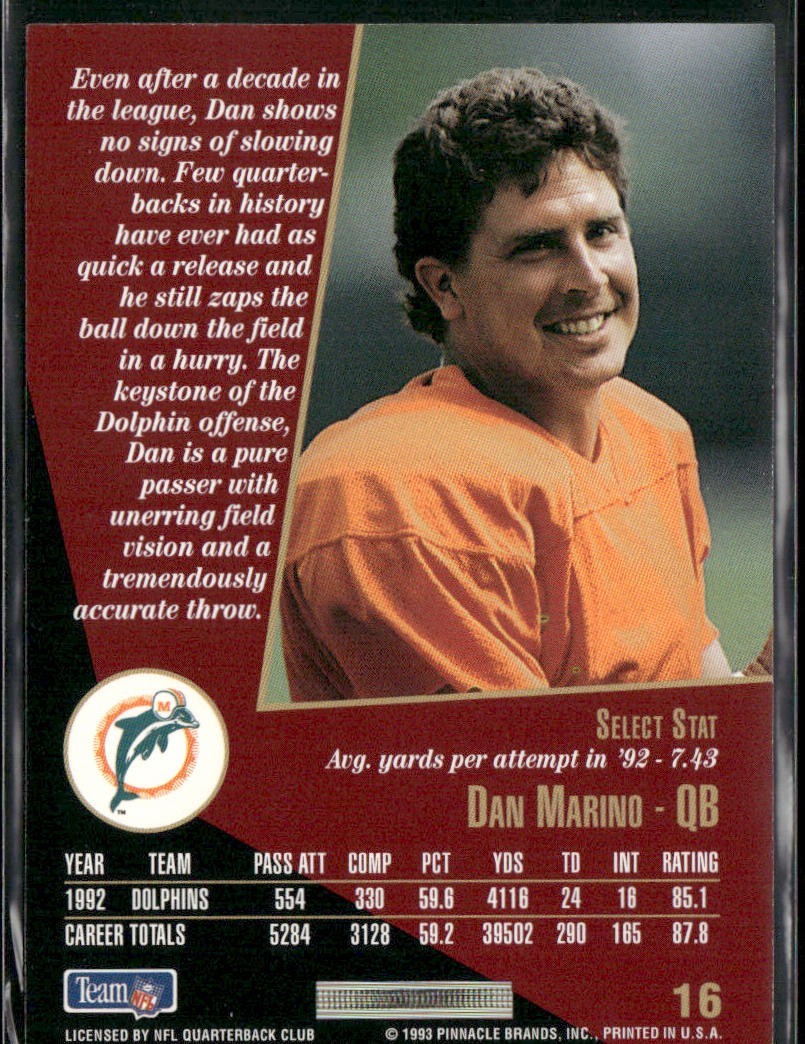 Dan Marino Player Lot Bundle 10 Different Football Cards DM003 Dolphins back