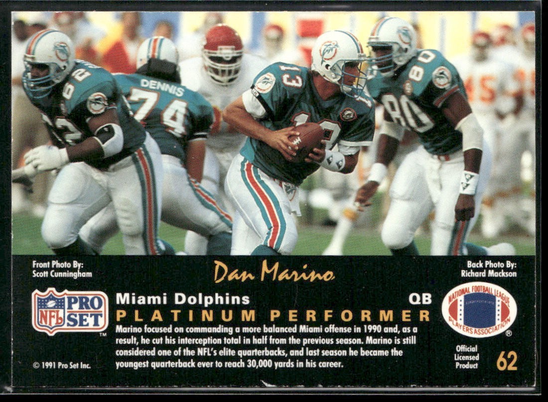 Dan Marino Player Lot Bundle 10 Different Football Cards DM001 Dolphins back